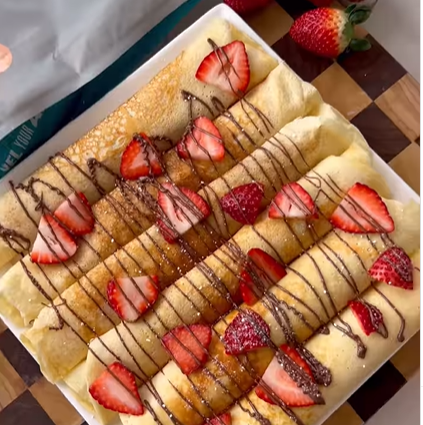 Vanilla Protein Crepes with Nutella and Strawberries